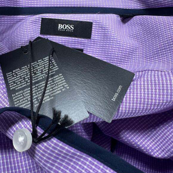 Boss Hugo Boss Men's Purple Jesse Button Down Dress Shirt Size 38 / 15 NWT - Picture 6 of 12